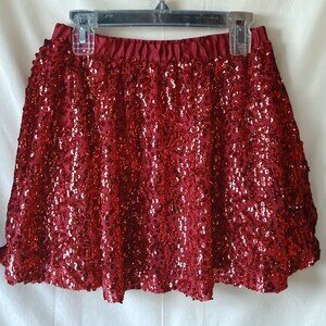 Cherokee Girls LG 10/12 Red Sequined Elastic Waist Lined Pull-On Skirt A6780